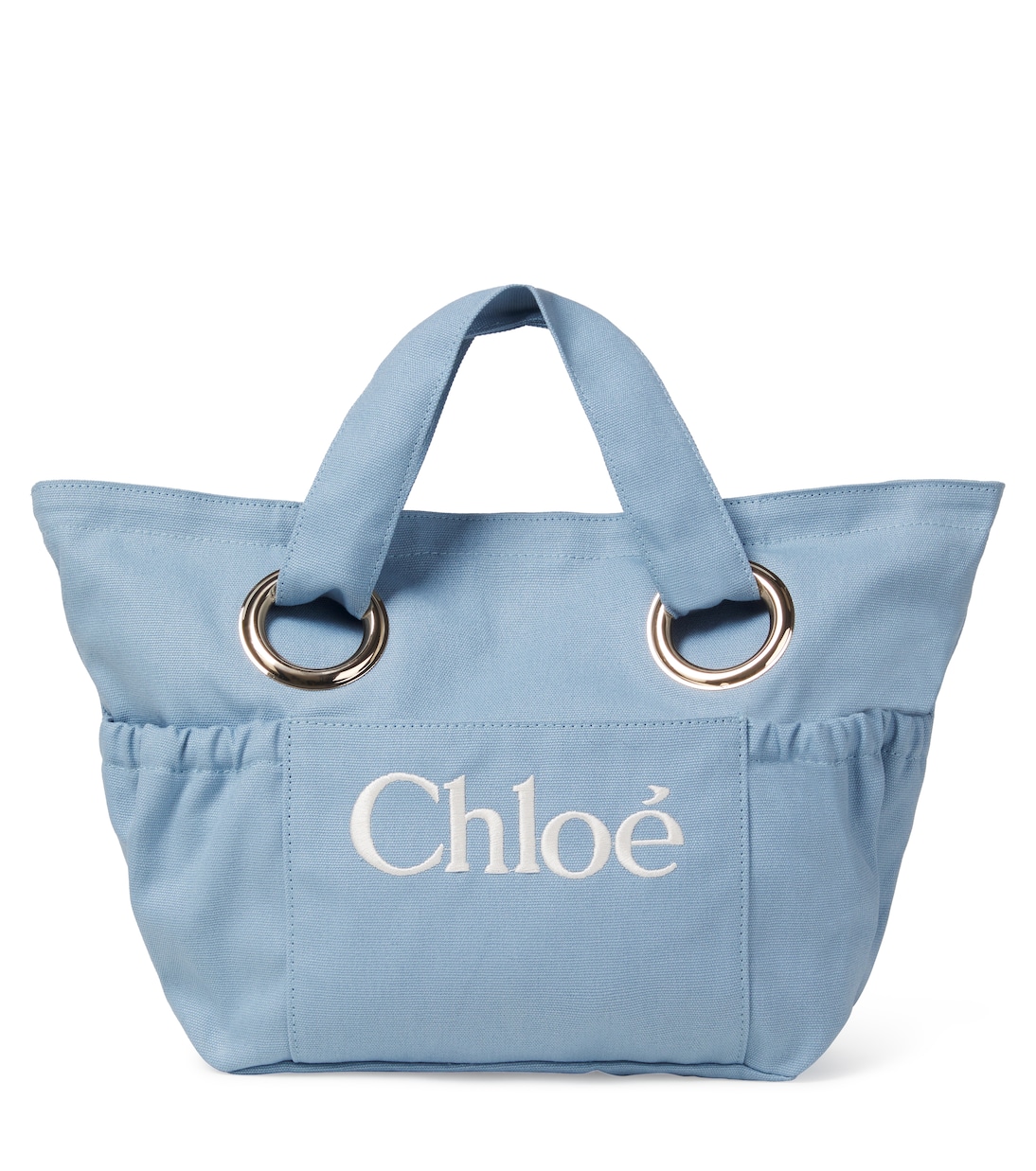 Logo皮革边饰帆布草编包 | Chloé Kids