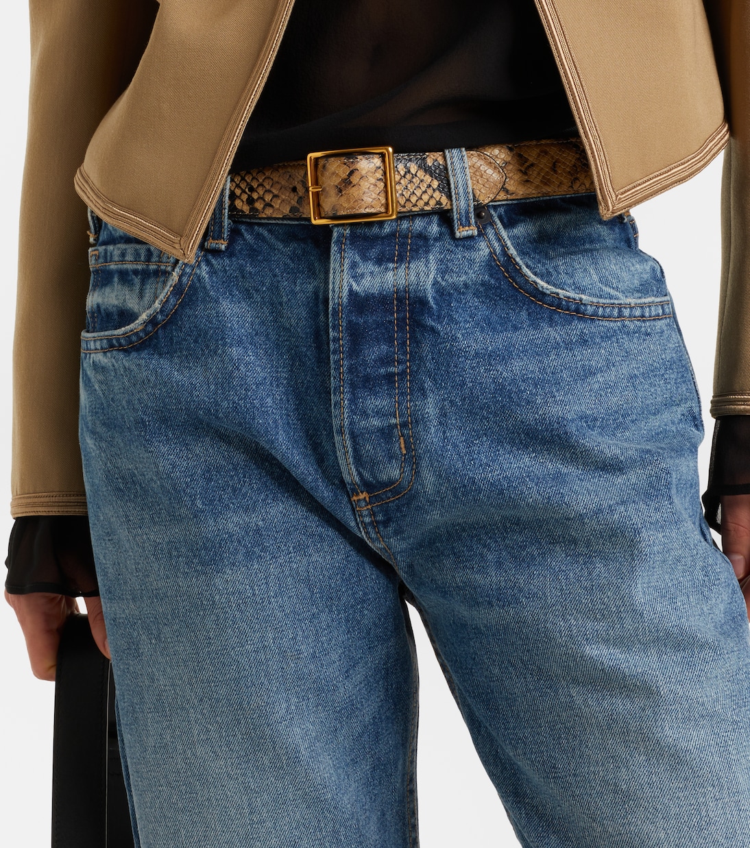 Gabriele snake-print leather belt | Nili Lotan