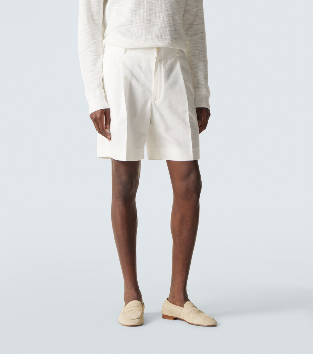 Pleated linen and cotton shorts | Brioni