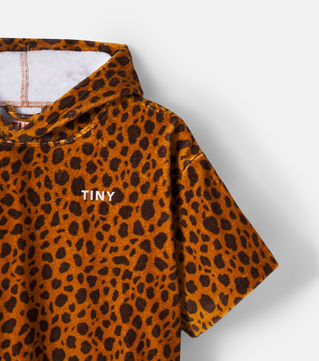 Leopard-print hooded cotton terry towel  | Tinycottons