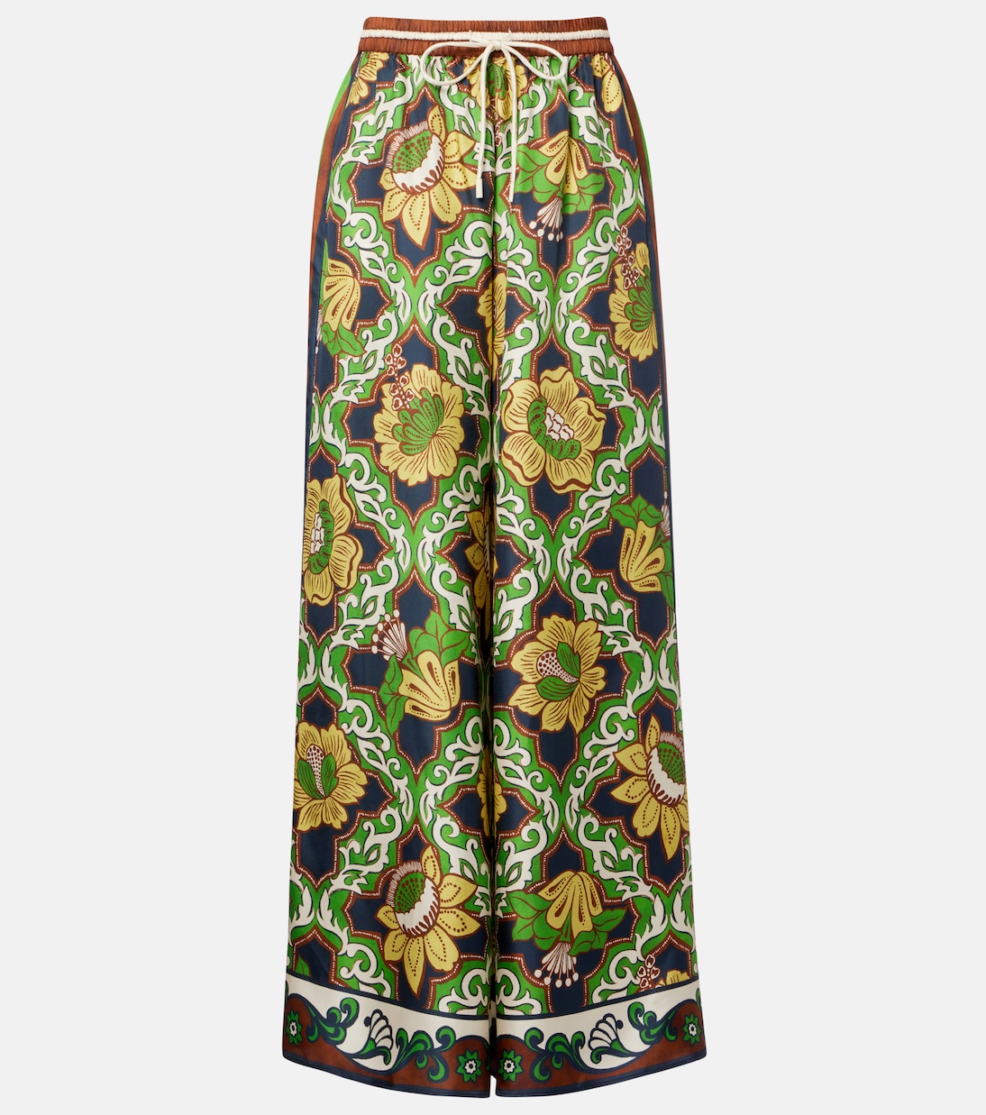 Liana printed silk satin palazzo pants | Alémais