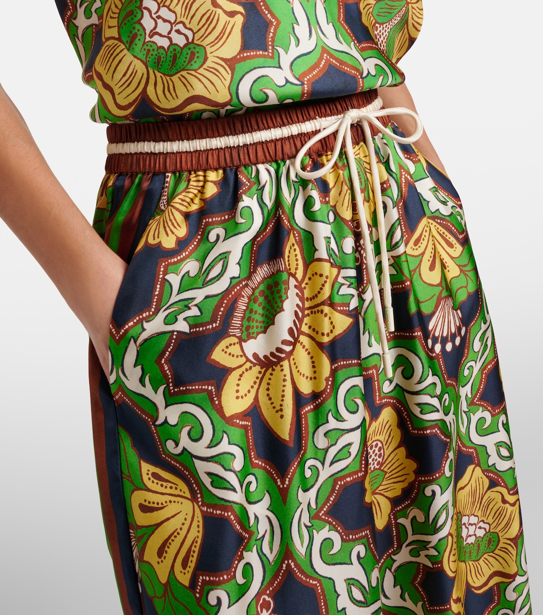 Liana printed silk satin palazzo pants | Alémais