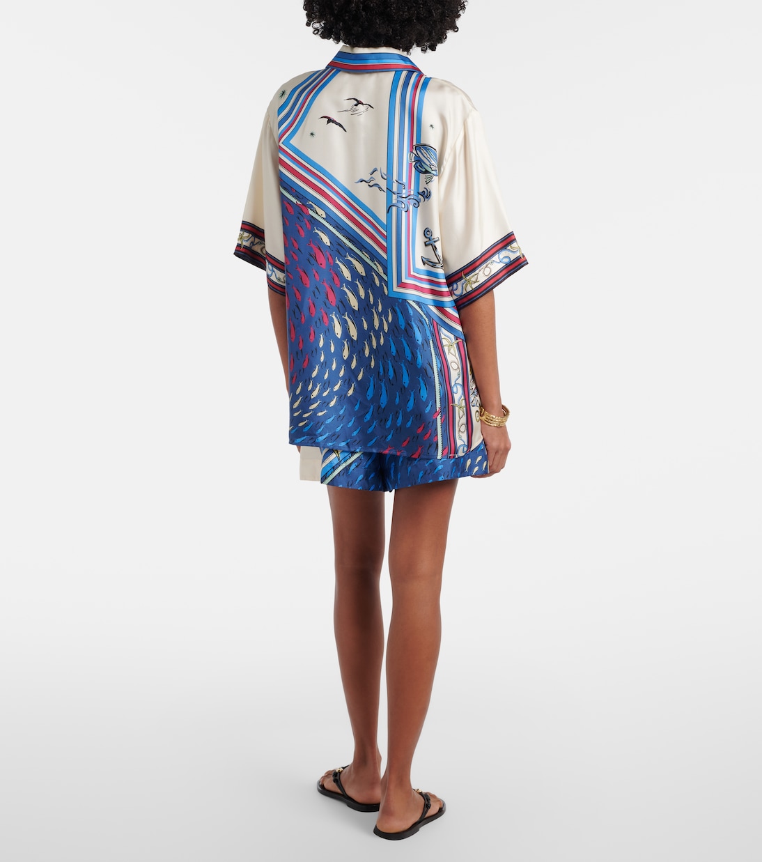 Apollo printed silk satin shorts | Alémais