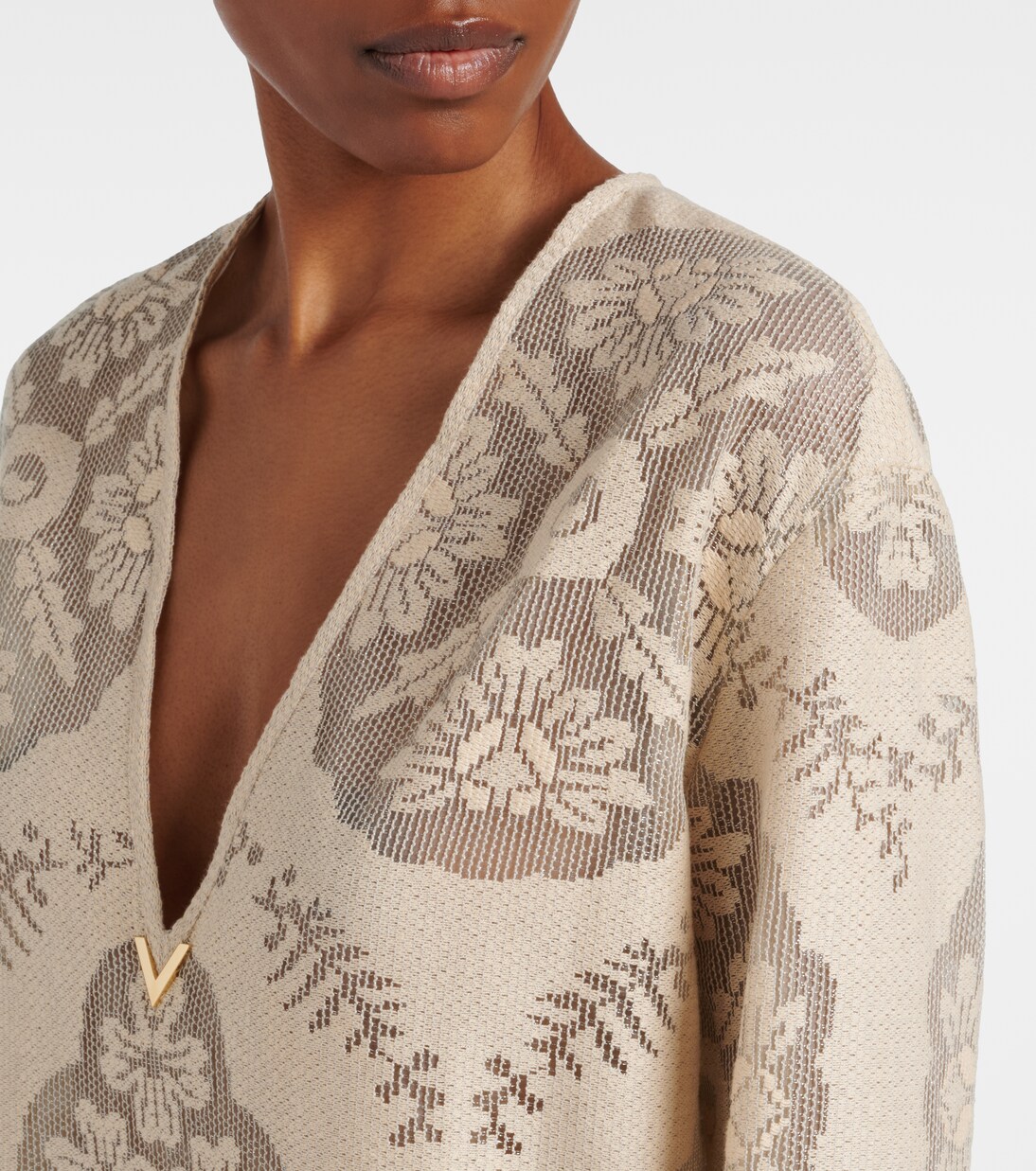 VGold floral cotton-blend tunic | Valentino