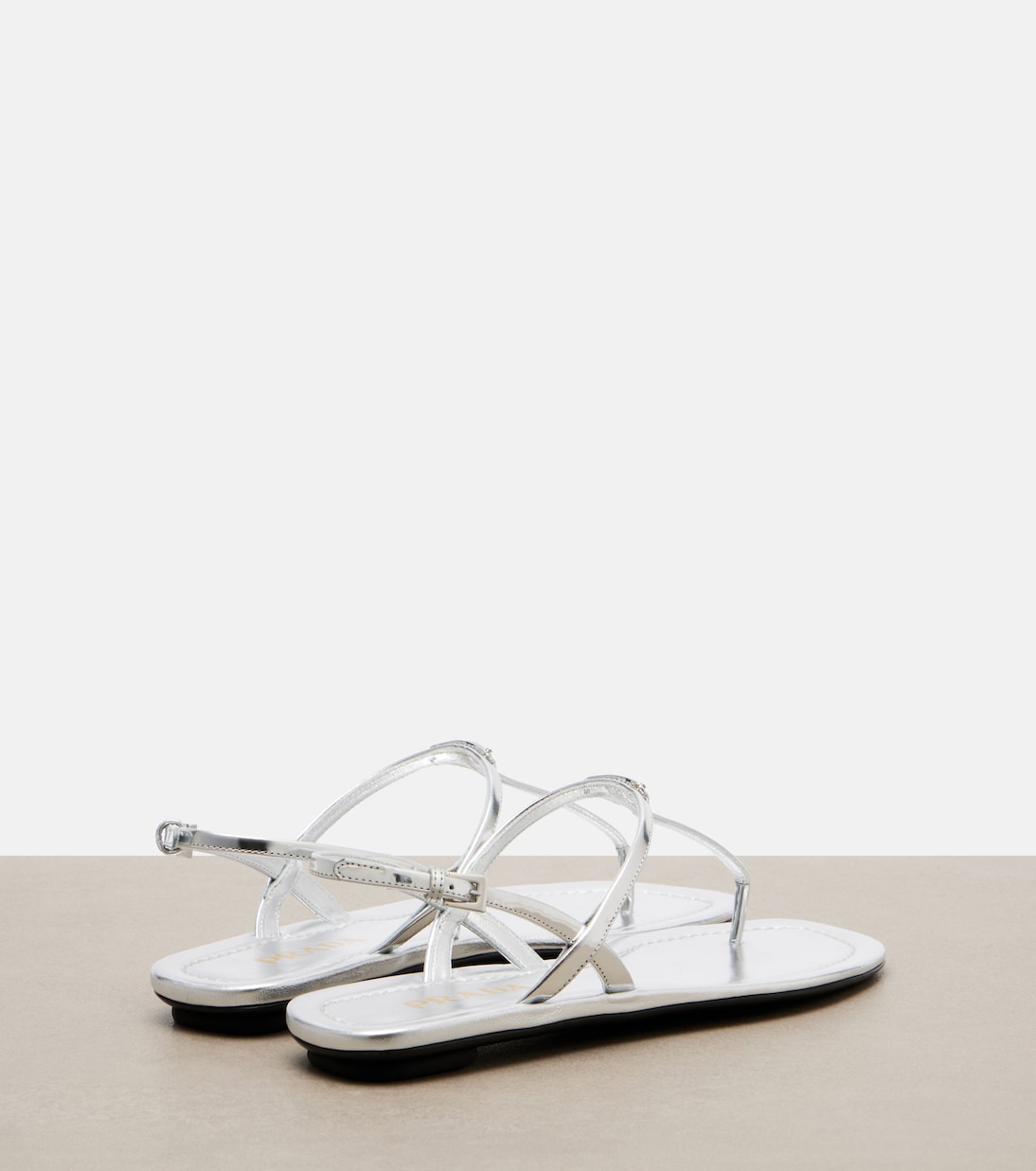 Metallic leather sandals | Prada