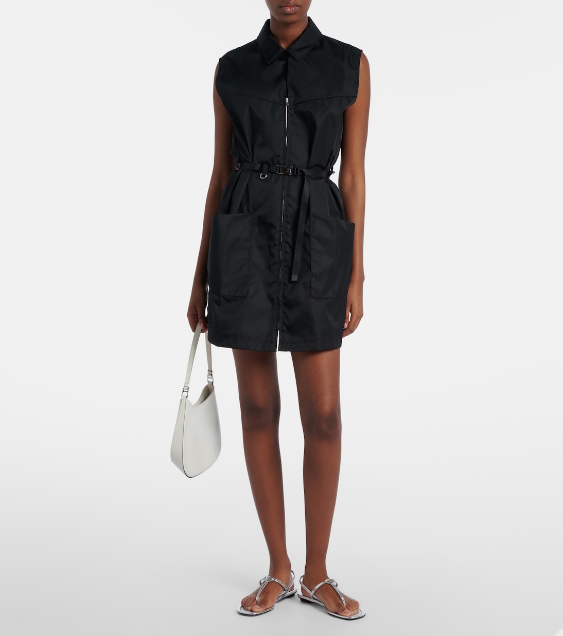 Metallic leather sandals | Prada