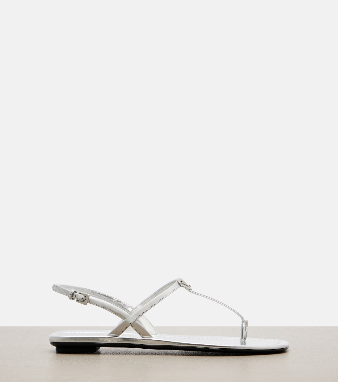 Metallic leather sandals | Prada