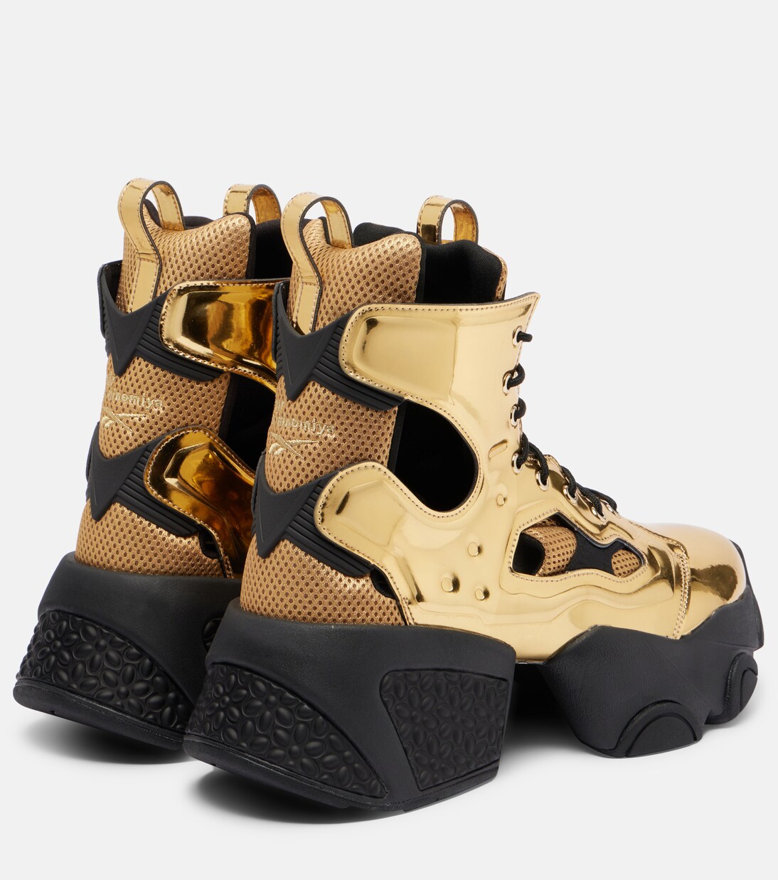 x Reebok metallic-effect cutout platform ankle boots | Noir Kei Ninomiya