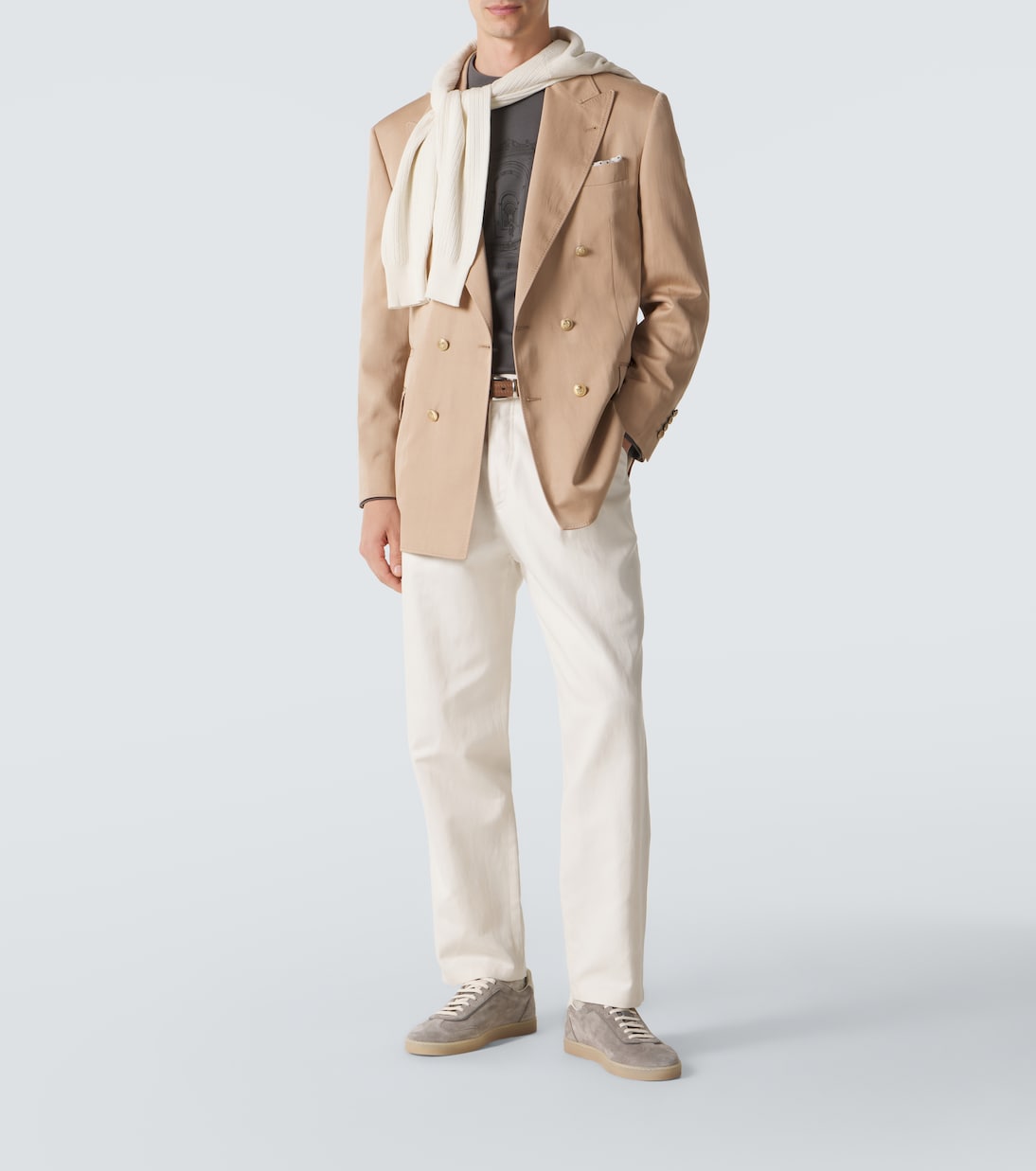 Cotton and linen straight pants | Brunello Cucinelli