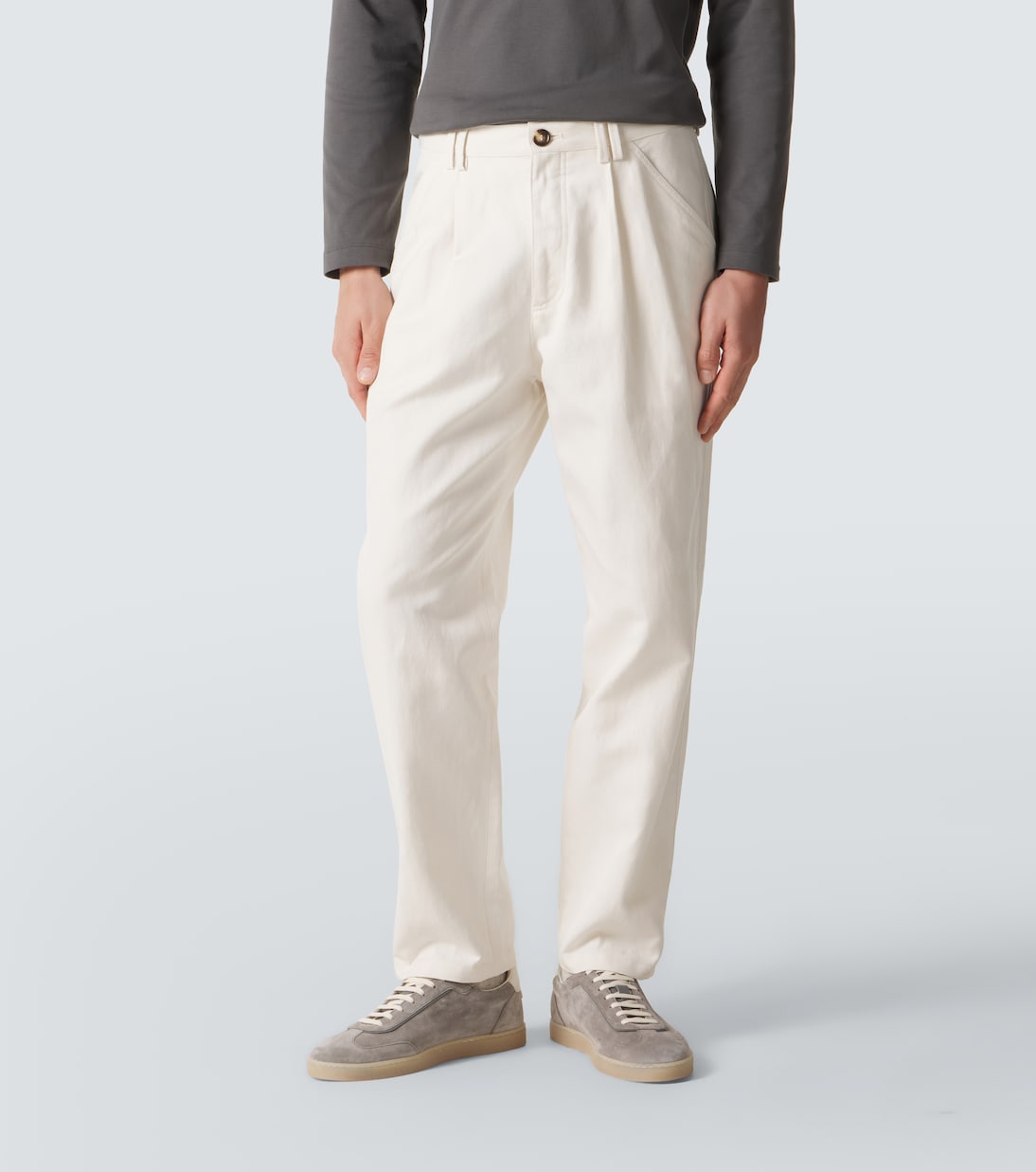 Cotton and linen straight pants | Brunello Cucinelli