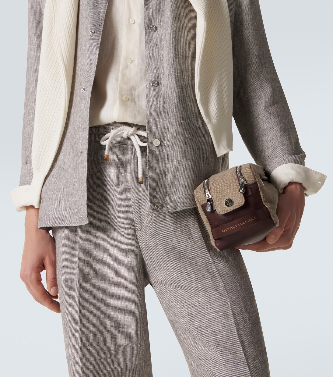 레더 트리밍 트래블 파우치 | Brunello Cucinelli