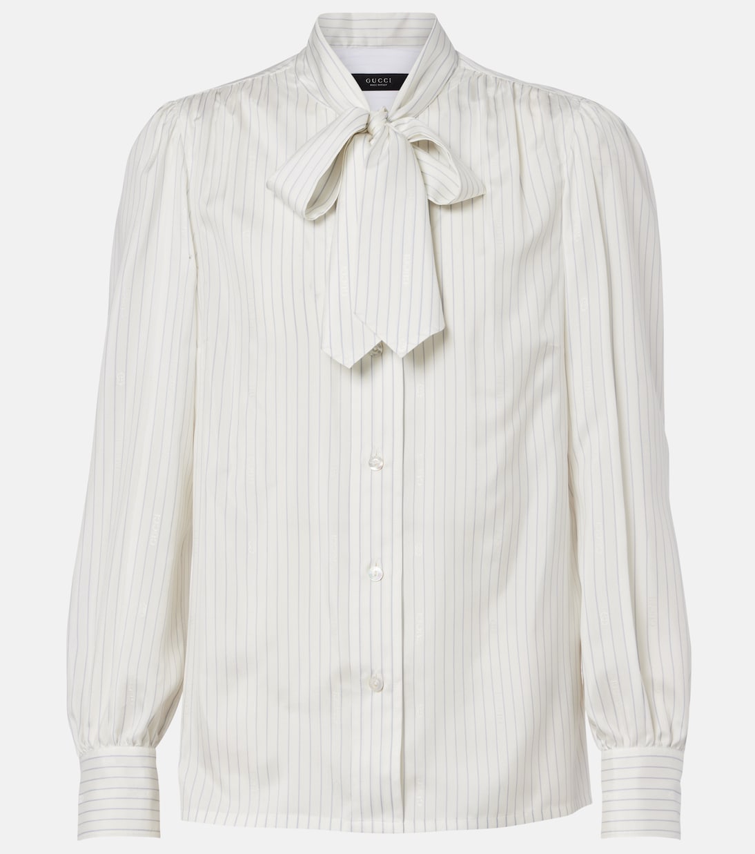 Pinstripe tie-neck silk shirt | Gucci