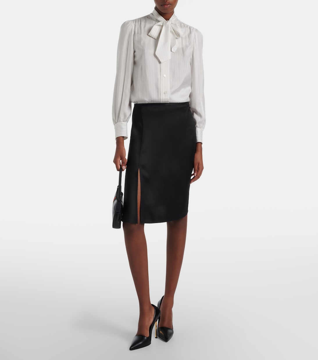 Pinstripe tie-neck silk shirt | Gucci