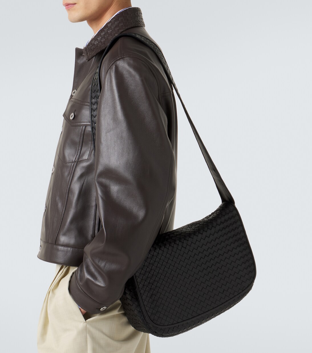 Veneto Intrecciato编织L号皮革单肩包 | Bottega Veneta