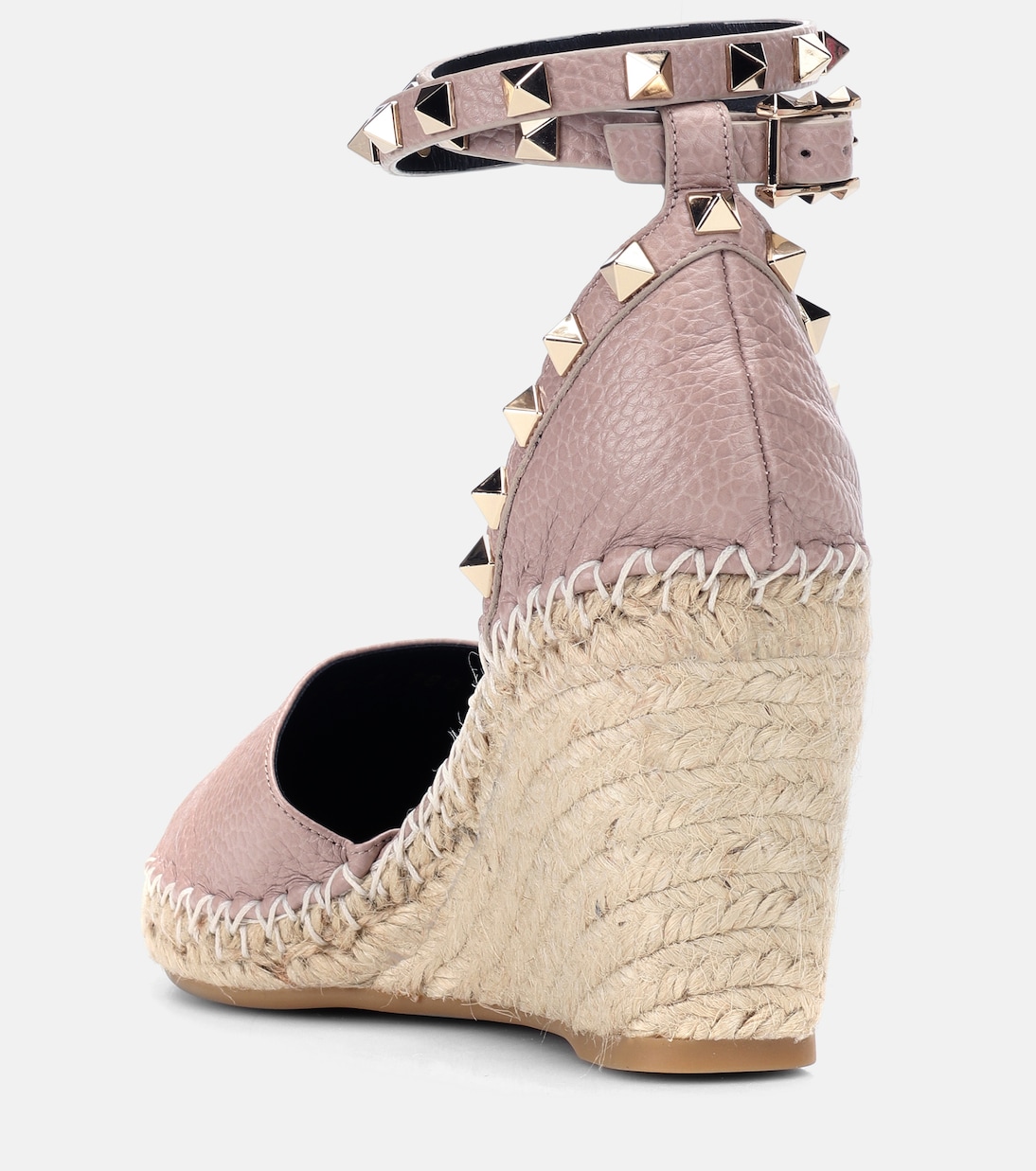 Espadrille-Wedges Rockstud Double 85 aus Leder | Valentino Garavani