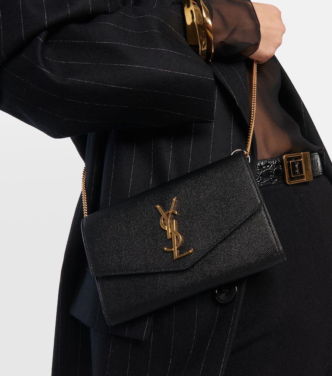 Uptown leather wallet on chain | Saint Laurent