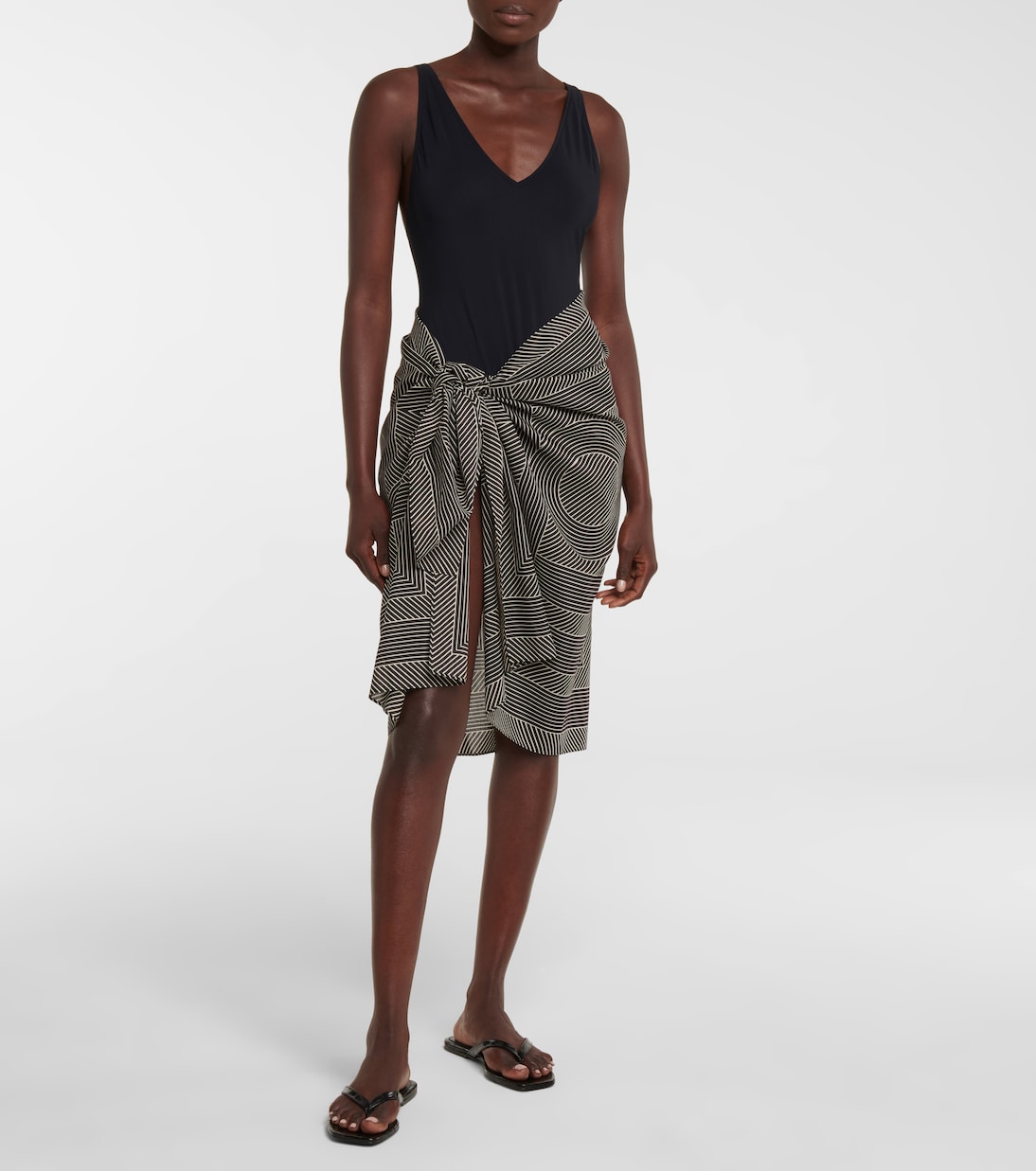 Pareo de algodón y seda con monograma | Toteme