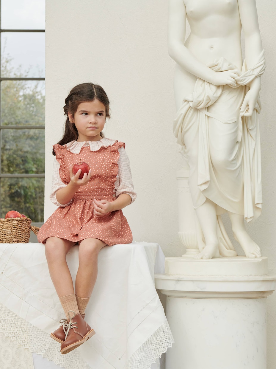 Hebe polka dot linen and cotton pinafore skirt | La Coqueta