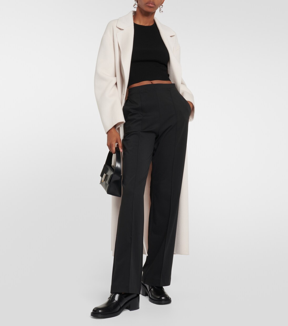 Pantalon droit Leisure Calca à taille haute en soie | Max Mara
