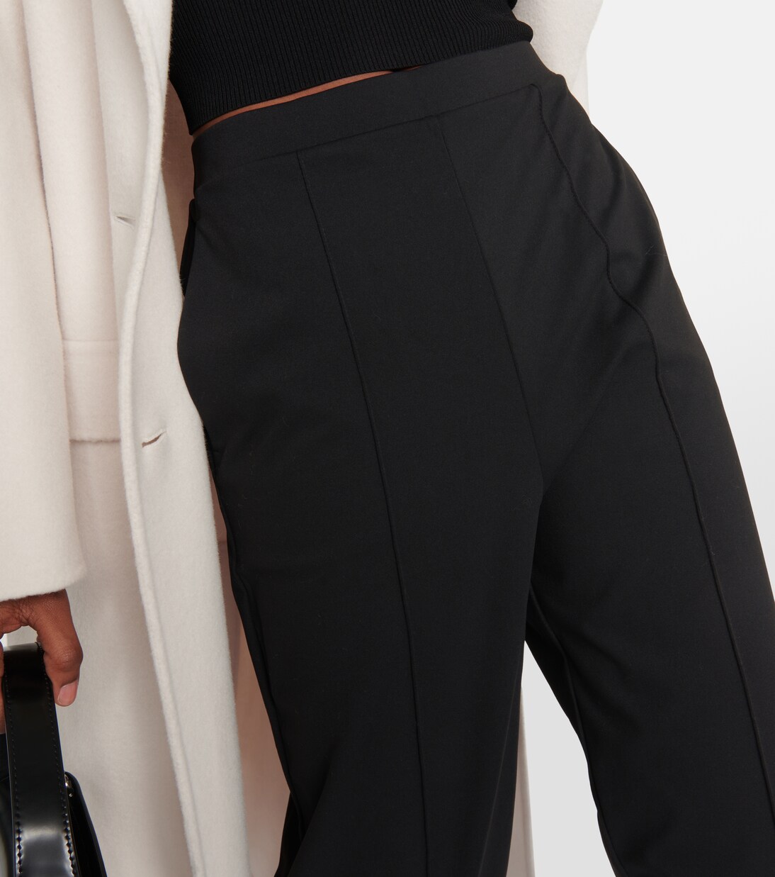 Pantalon droit Leisure Calca à taille haute en soie | Max Mara