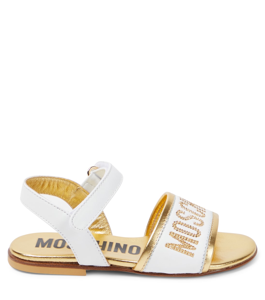 Logo embellished leather sandals | Moschino Kids