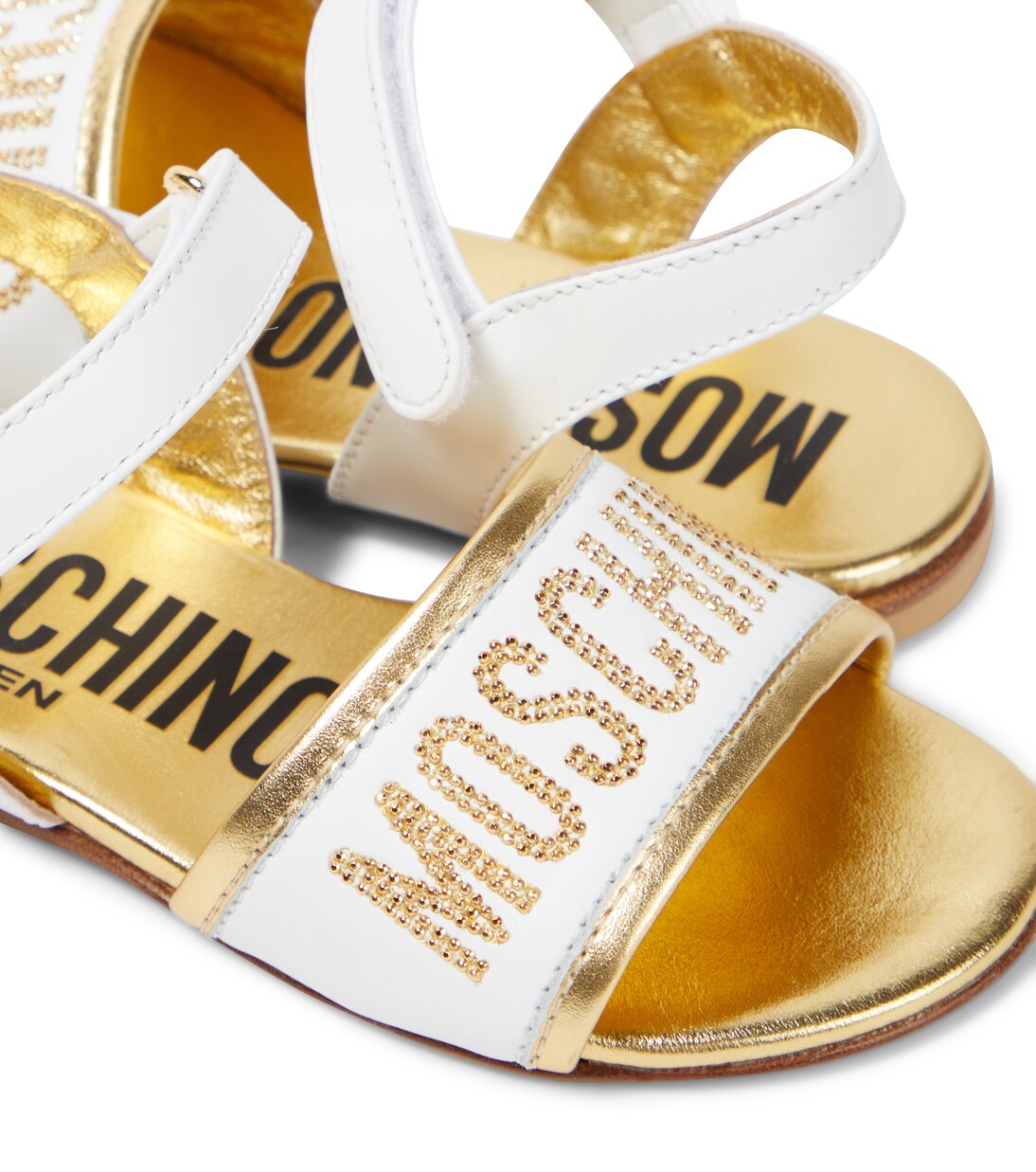 Logo embellished leather sandals | Moschino Kids