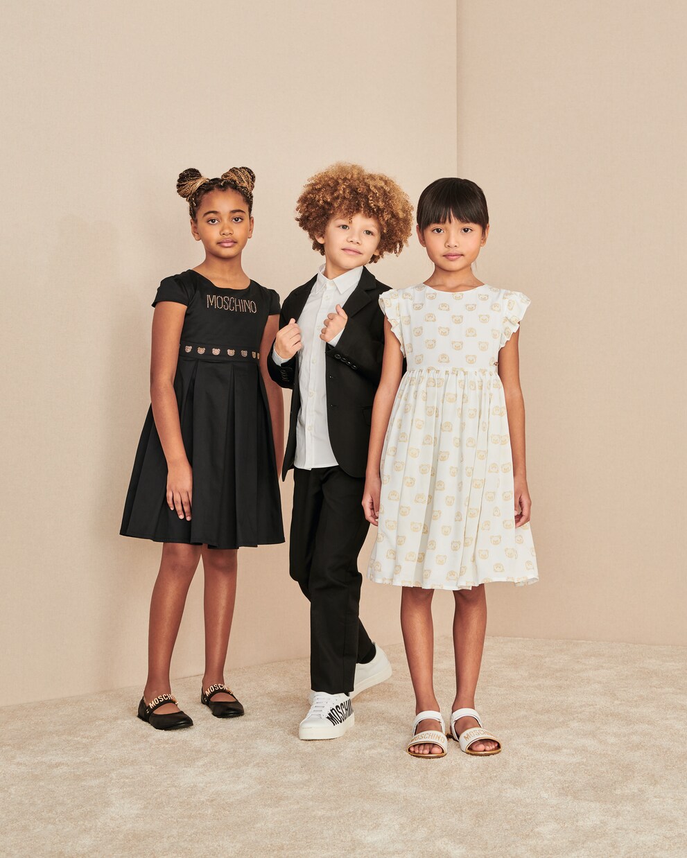 Logo embellished leather sandals | Moschino Kids