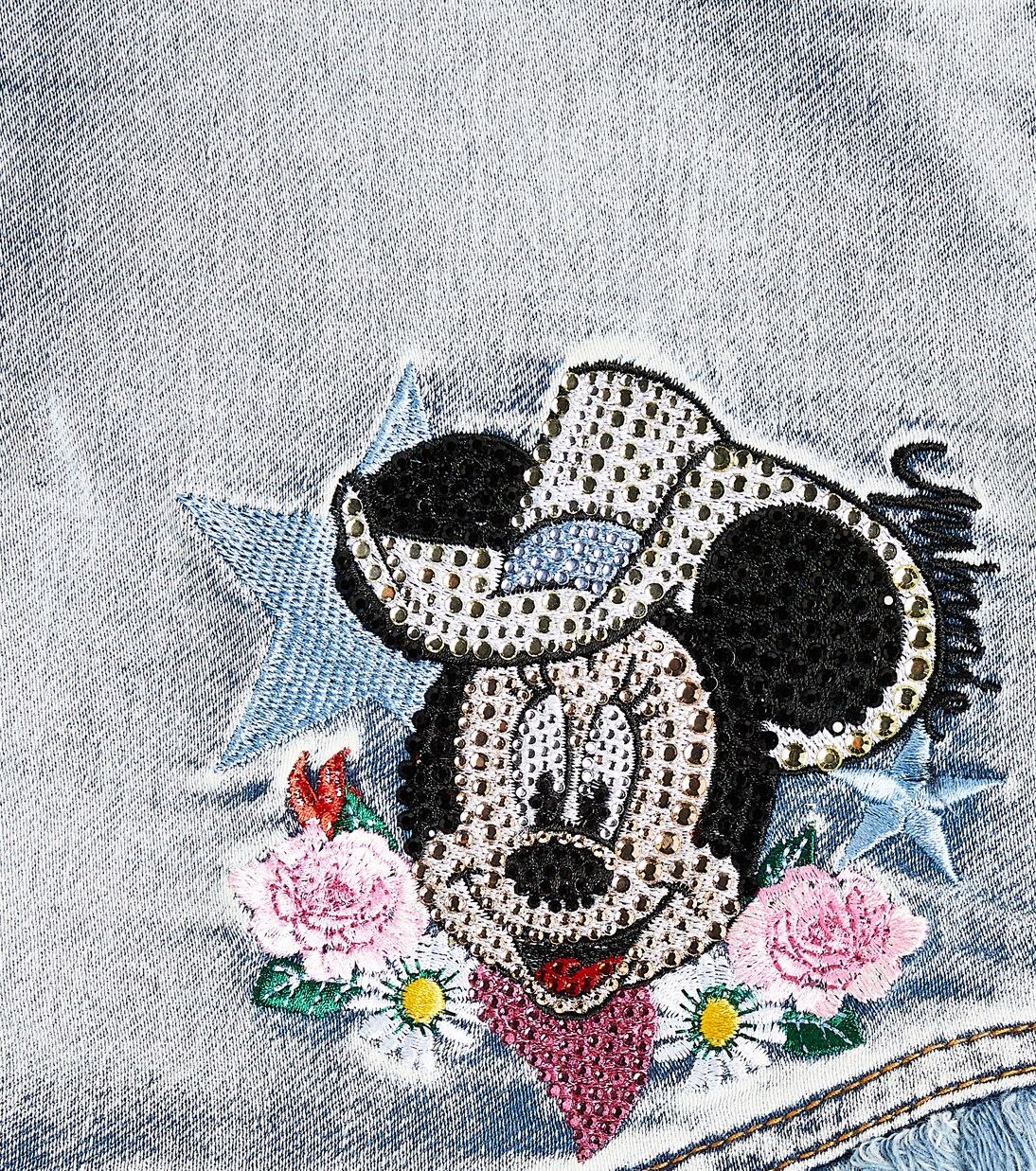 Embroidered frayed denim skirt | Monnalisa