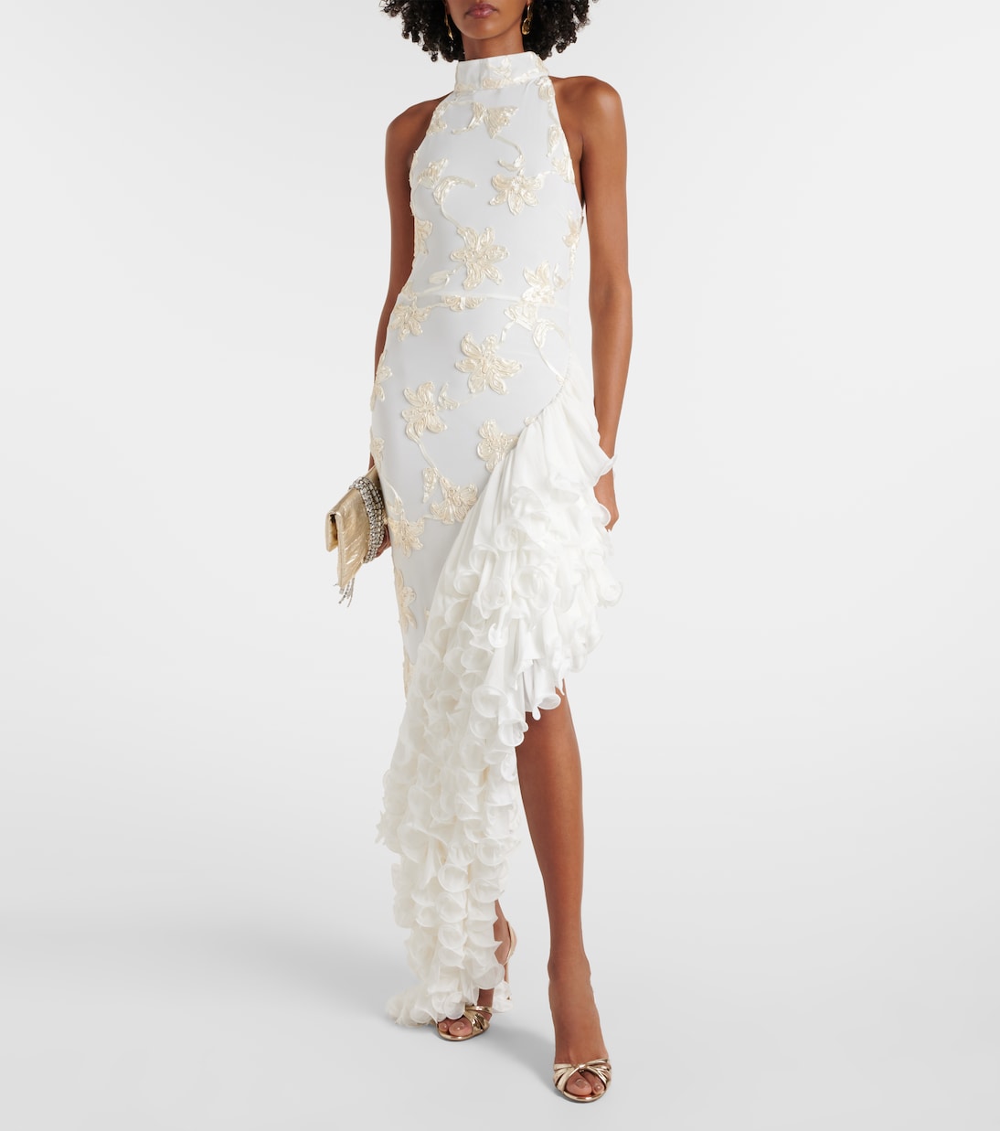 Novia - vestido largo con aplique floral | Rotate