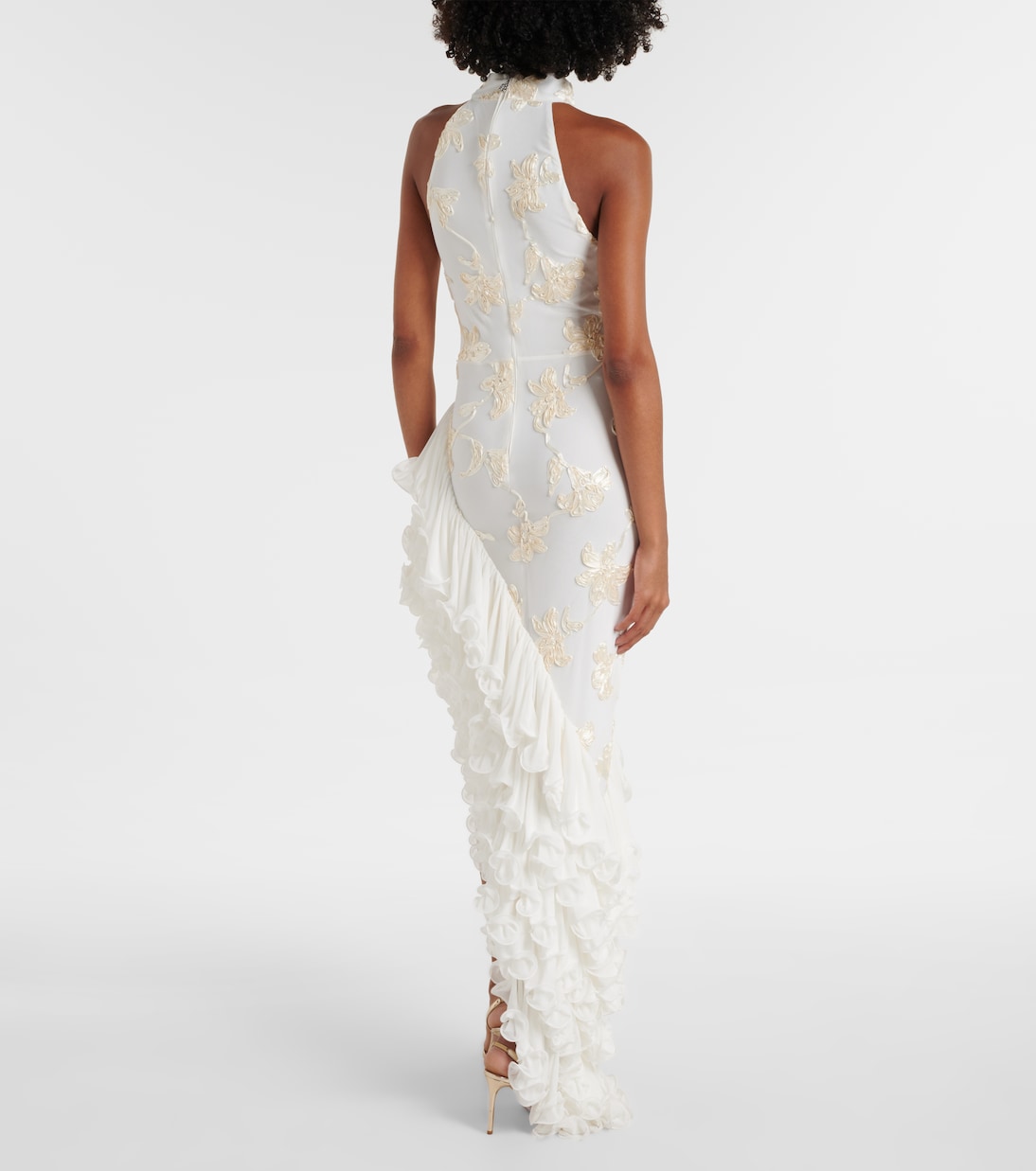 Novia - vestido largo con aplique floral | Rotate