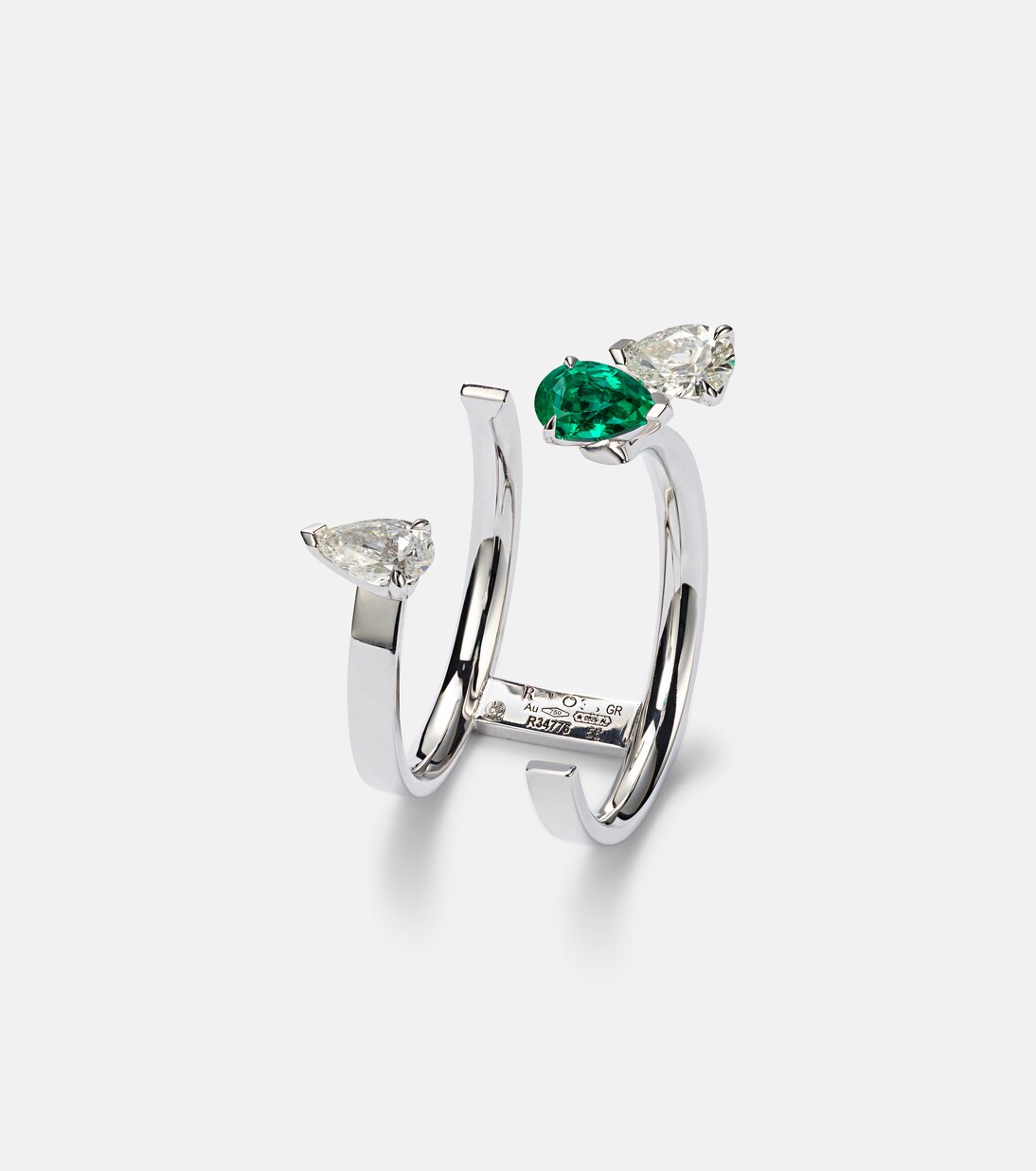 Bague Serti Sur Vide en or blanc 18 ct, diamants et émeraude | Repossi