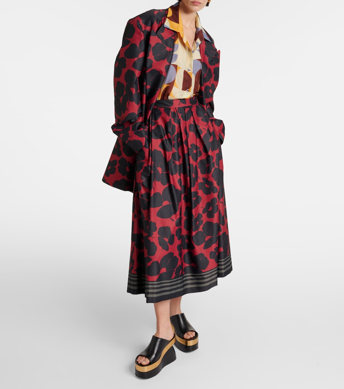 Bedruckter Midirock aus Satin | Dries Van Noten