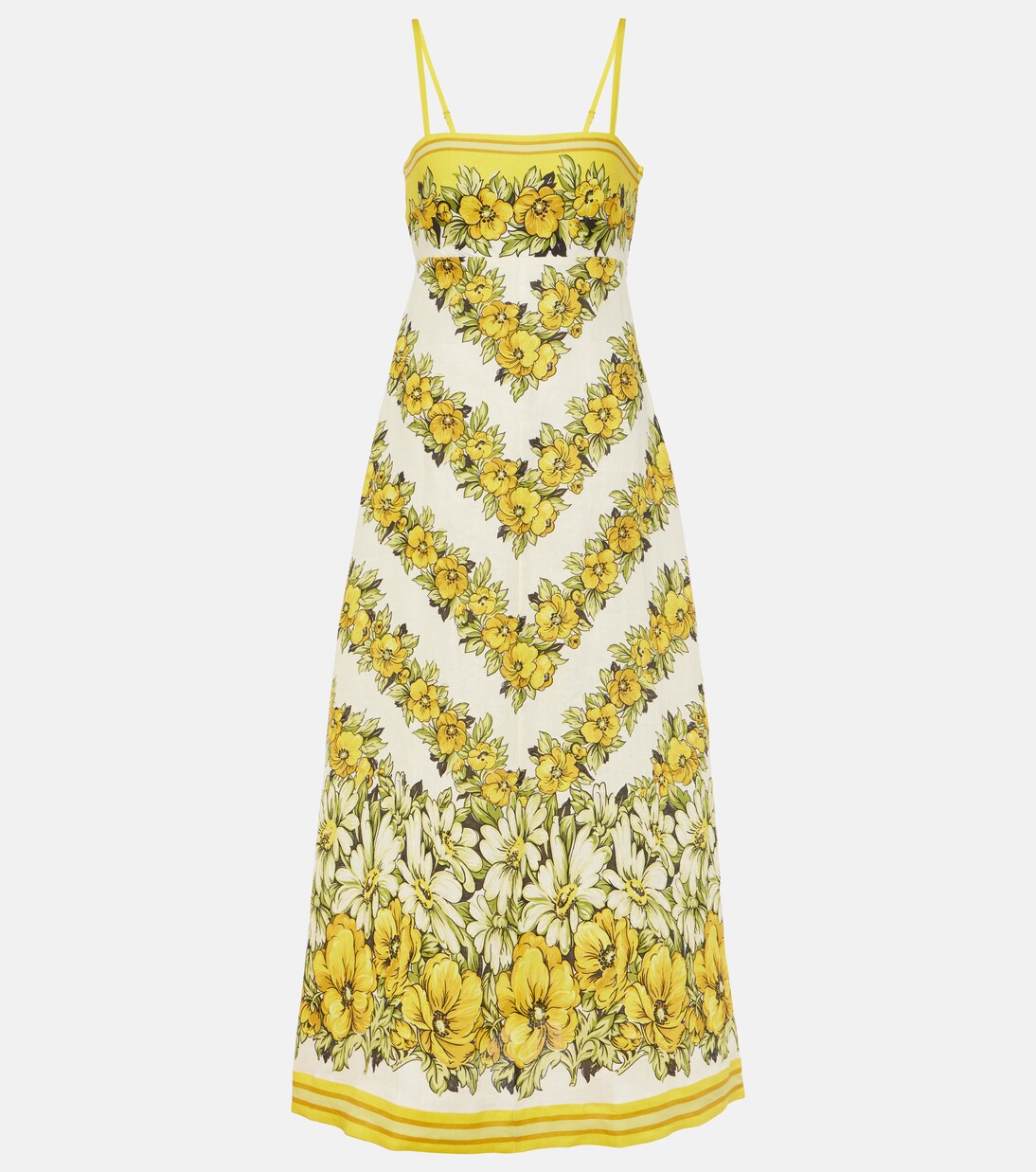 Robe midi Gisela en lin à fleurs | Alémais