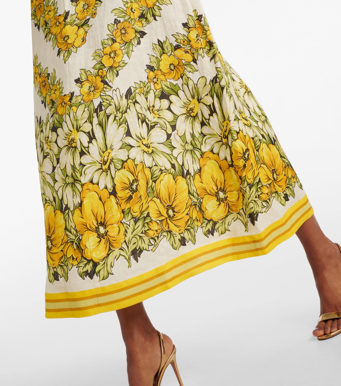 Robe midi Gisela en lin à fleurs | Alémais