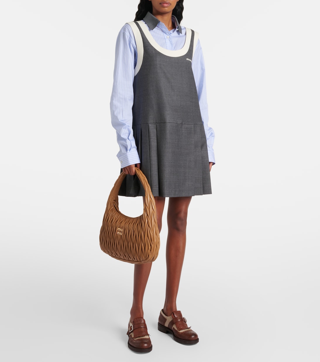 Wander Medium matelassé leather shoulder bag | Miu Miu