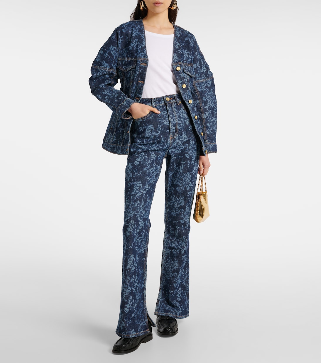 Bedruckte High-Rise Flared Jeans | Ganni