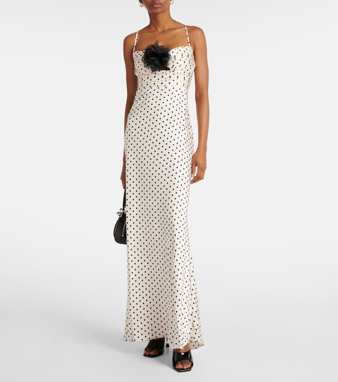 Robe longue en satin à pois | Self-Portrait