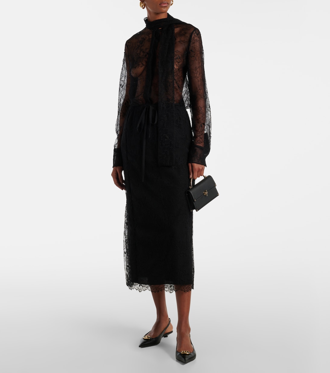 Floral lace midi skirt | Valentino