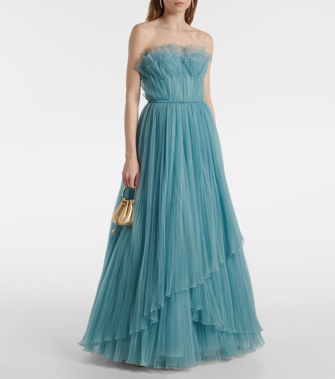 Marinel plissé tulle gown | Costarellos