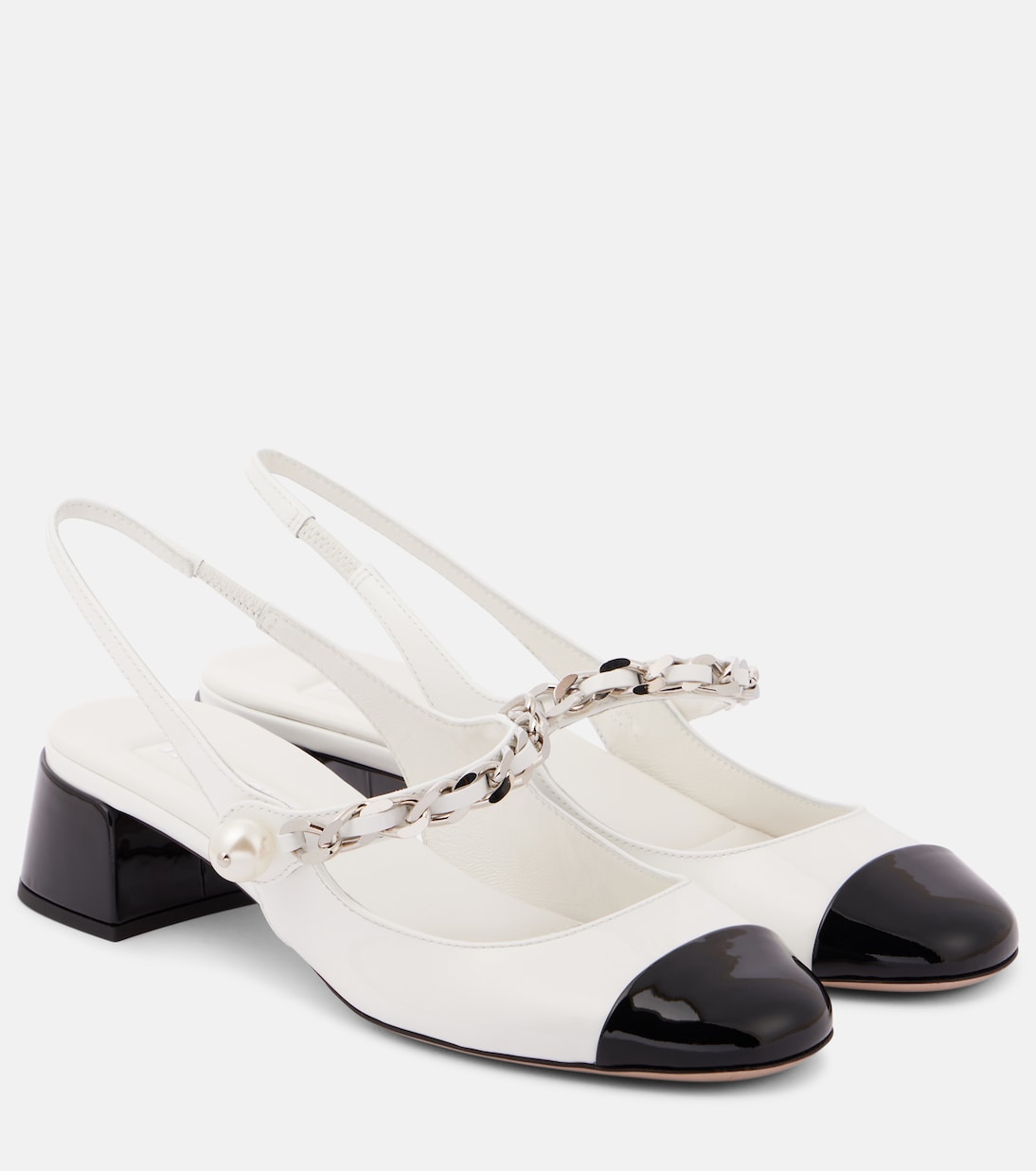 Escarpins slingback en cuir verni | Miu Miu