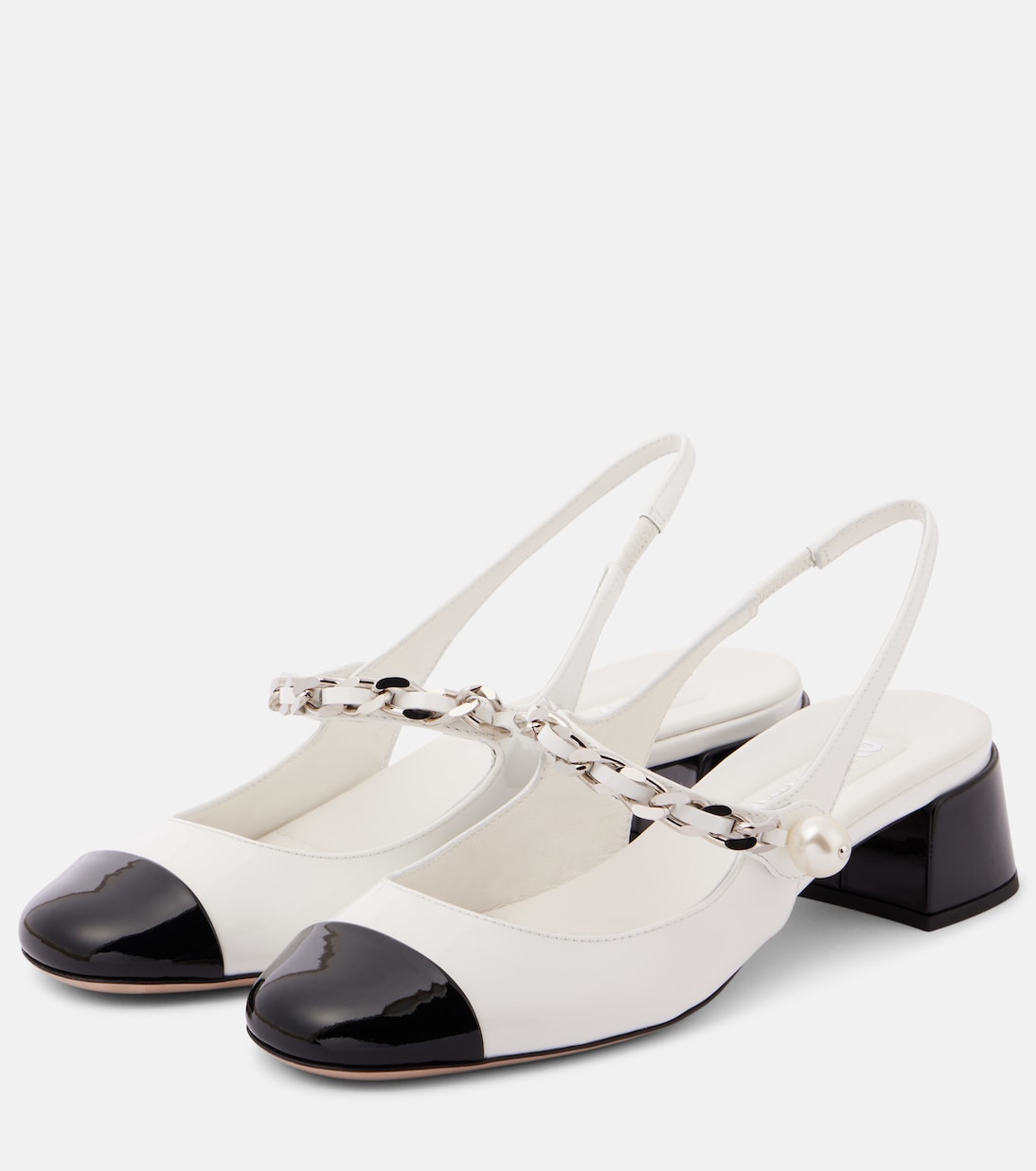 Escarpins slingback en cuir verni | Miu Miu