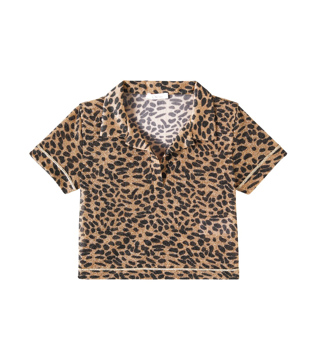 Lumière leopard-print lamé polo shirt | Oséree Kids