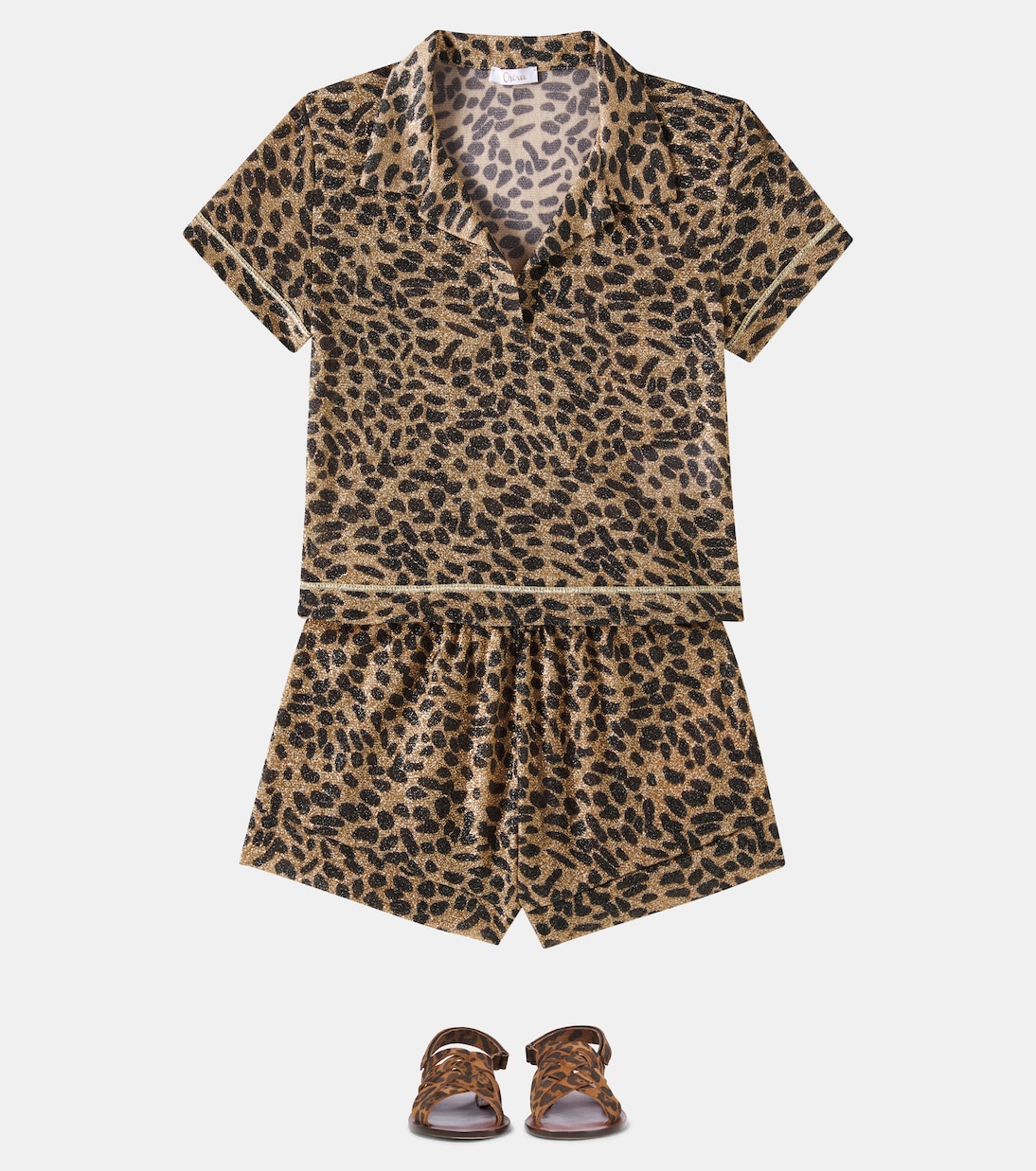 Lumière leopard-print lamé polo shirt | Oséree Kids