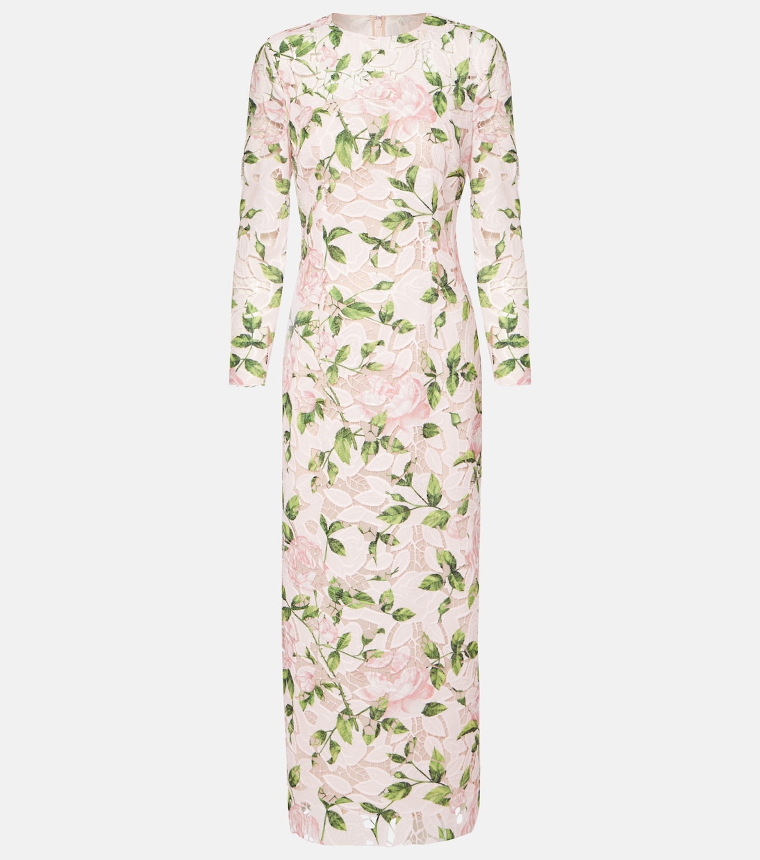 Robe longue en guipure à fleurs | Oscar de la Renta