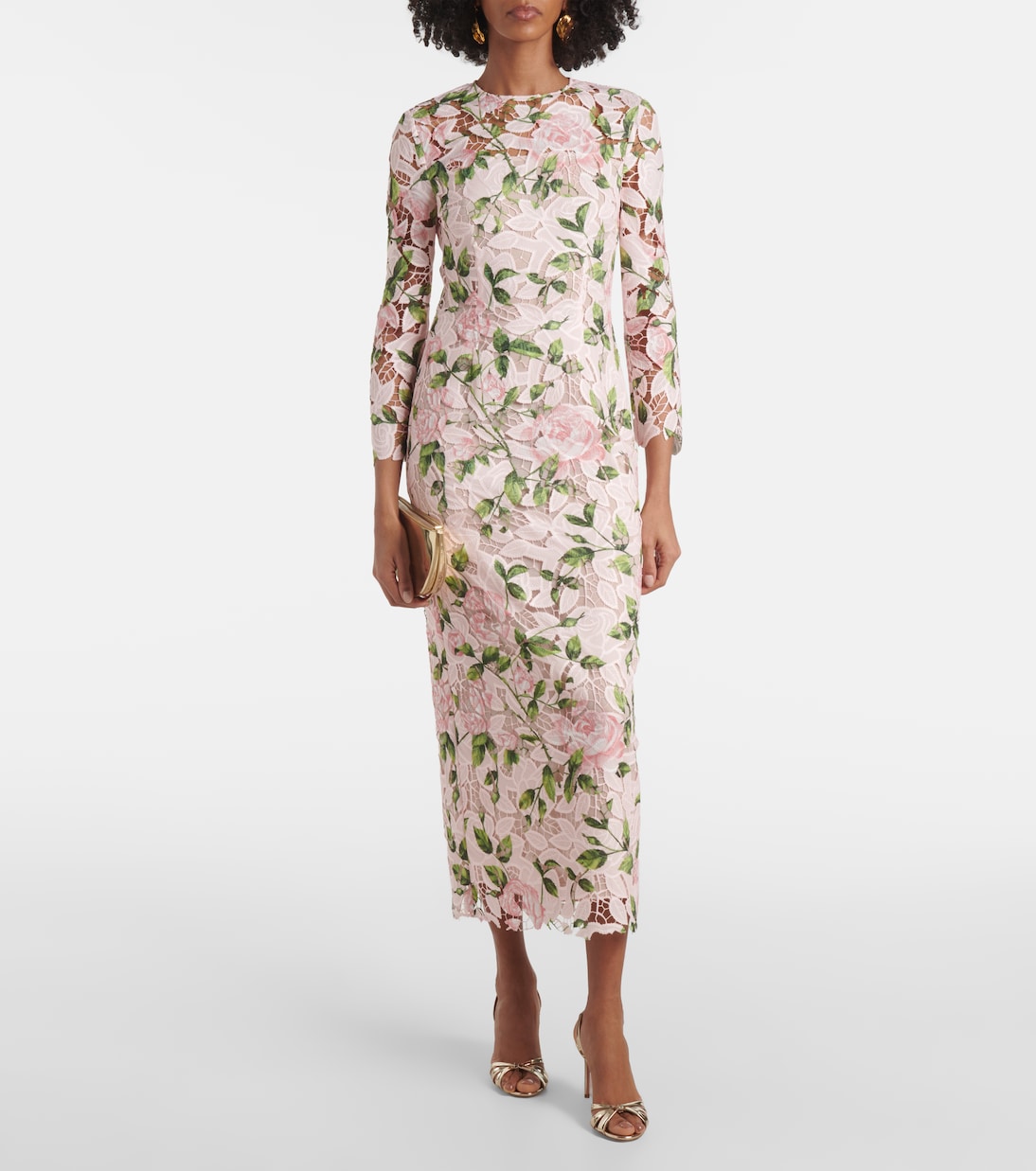 Robe longue en guipure à fleurs | Oscar de la Renta