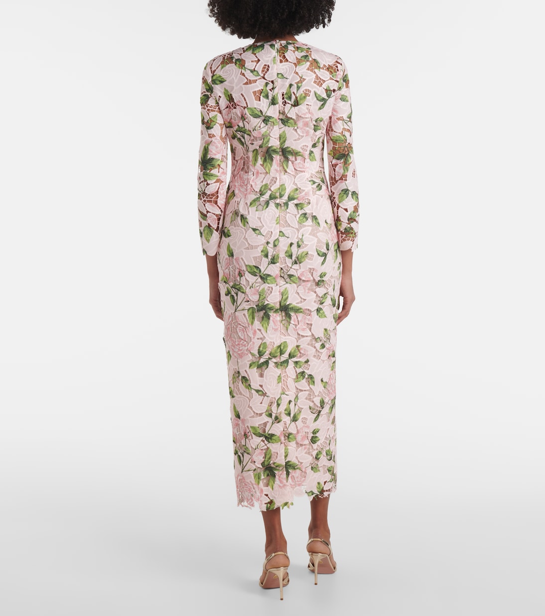 Robe longue en guipure à fleurs | Oscar de la Renta