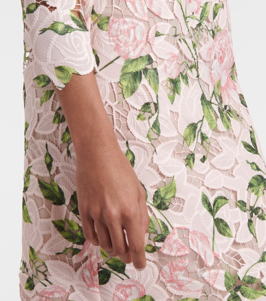 Robe longue en guipure à fleurs | Oscar de la Renta