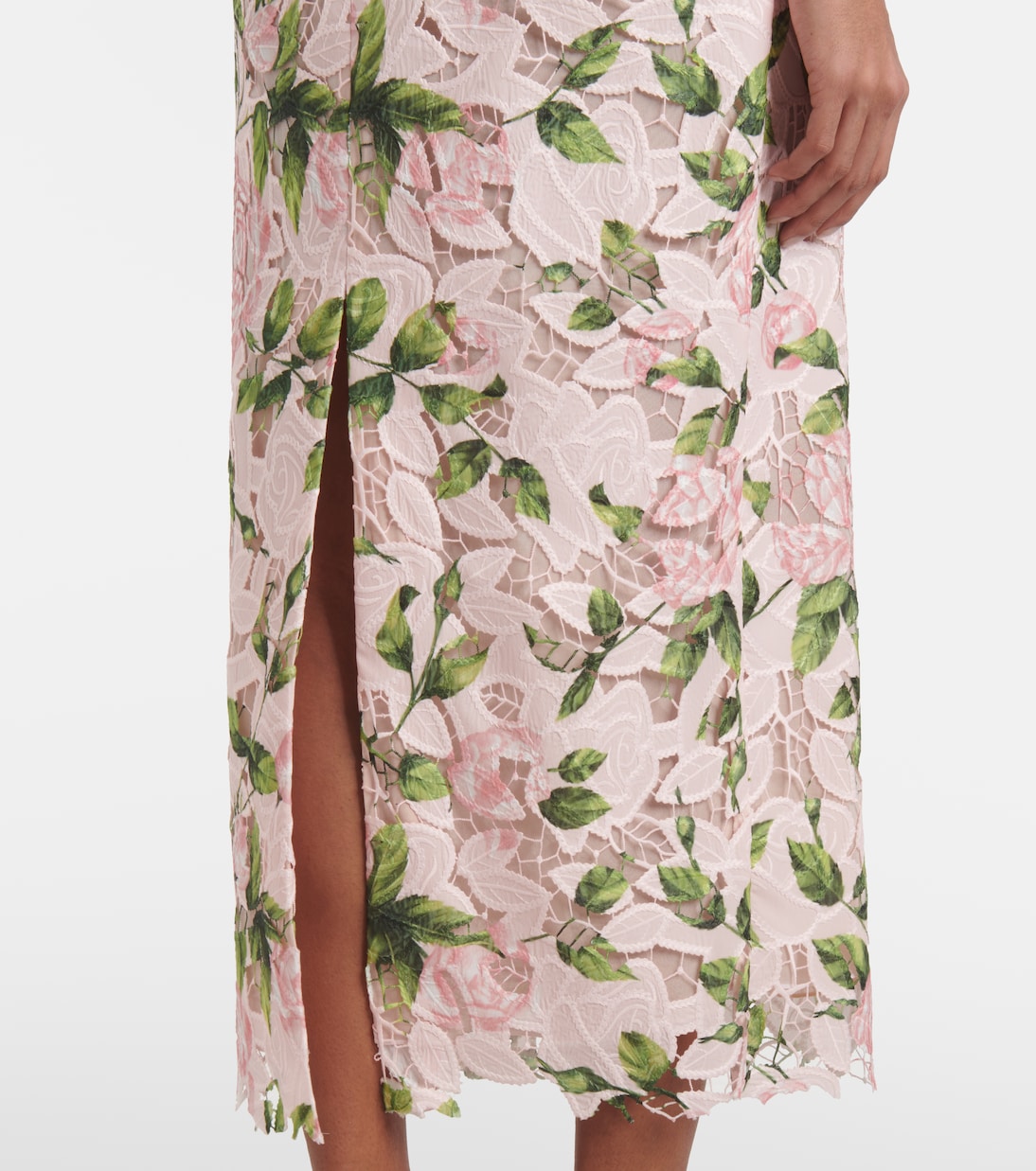 Robe longue en guipure à fleurs | Oscar de la Renta