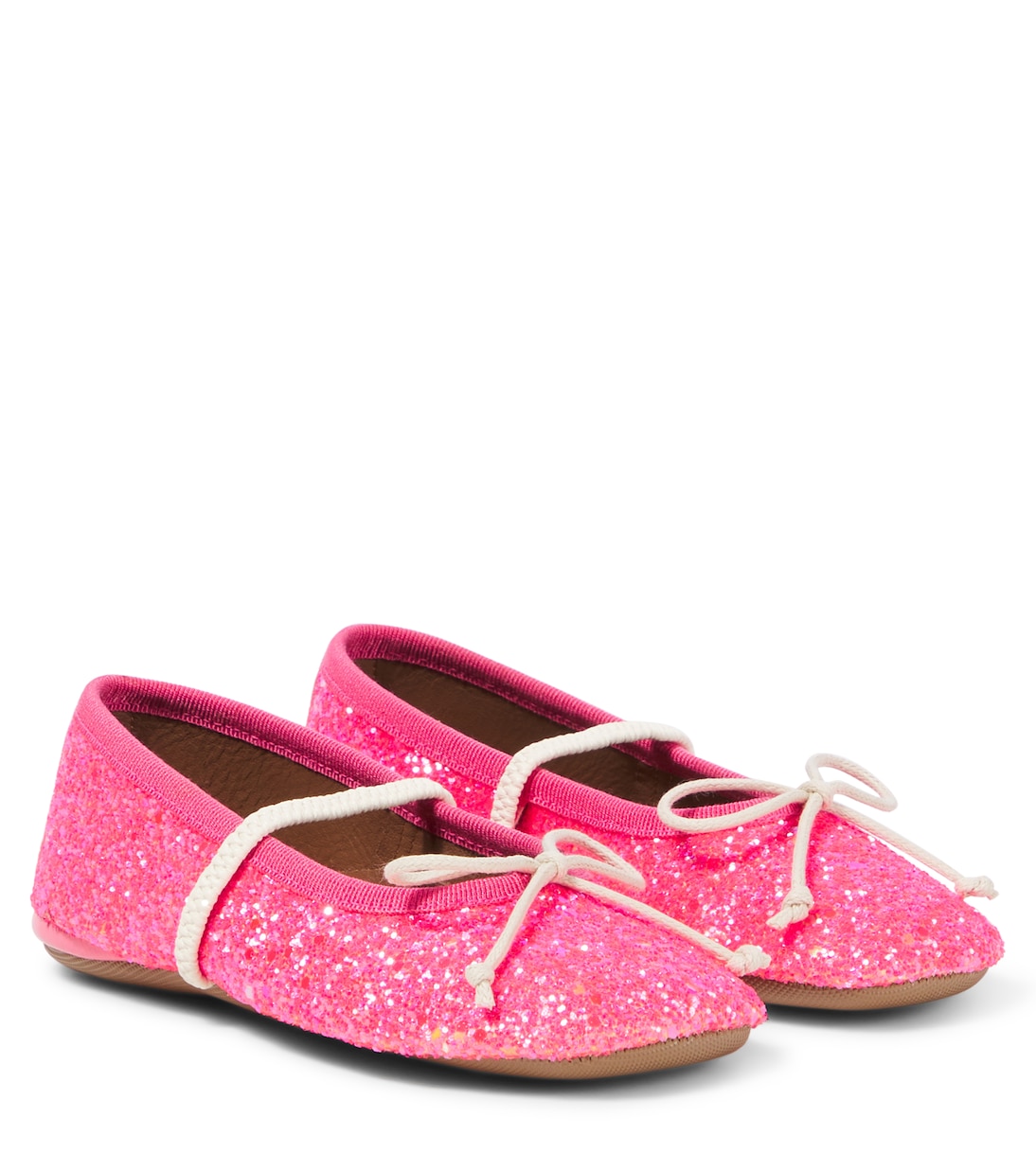Bow-detail glitter ballet flats | PèPè