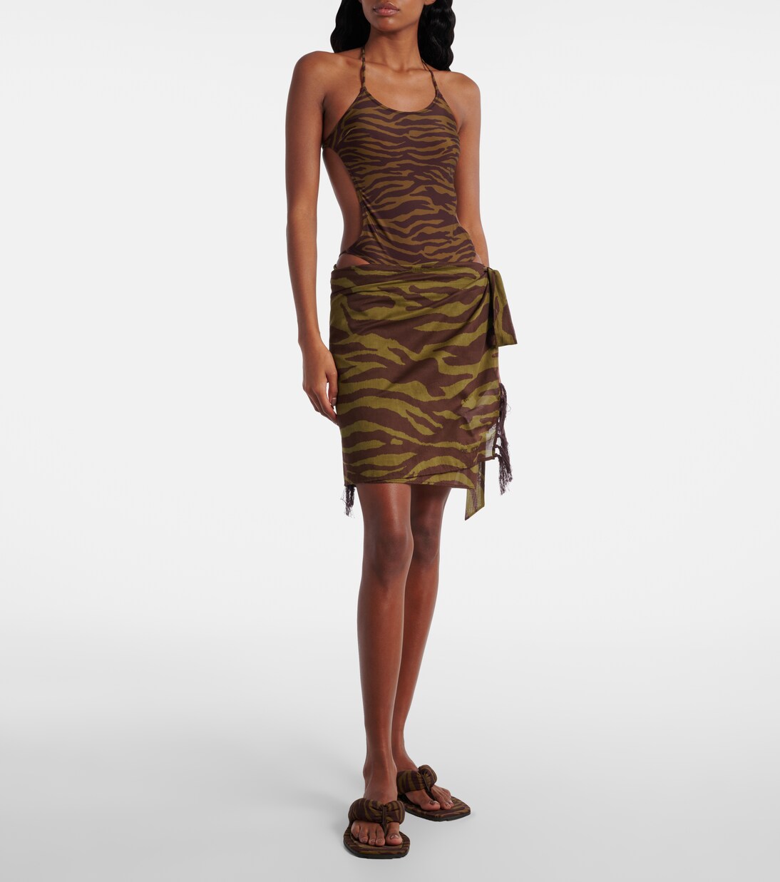 Zebra-print cotton muslin beach cover-up | The Attico